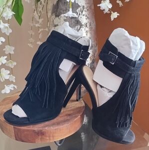 Black High Platform Heels with Open Toe Design